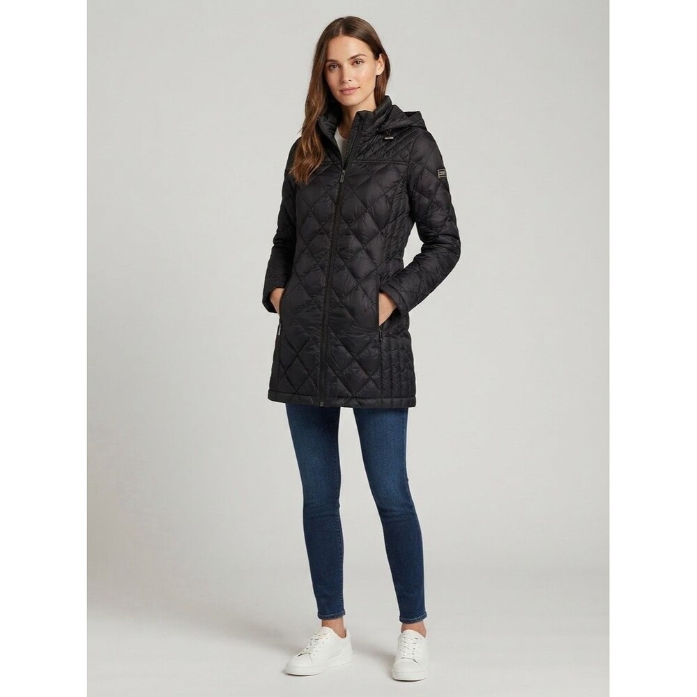 Michael Kors Women's Black Packable Down Fill Quilted Puffer Jacket Coat Size M